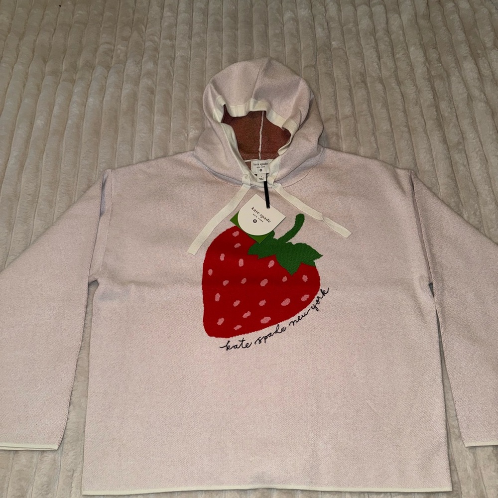 Kate Spade Light Pink Hoodie with Strawberry Design